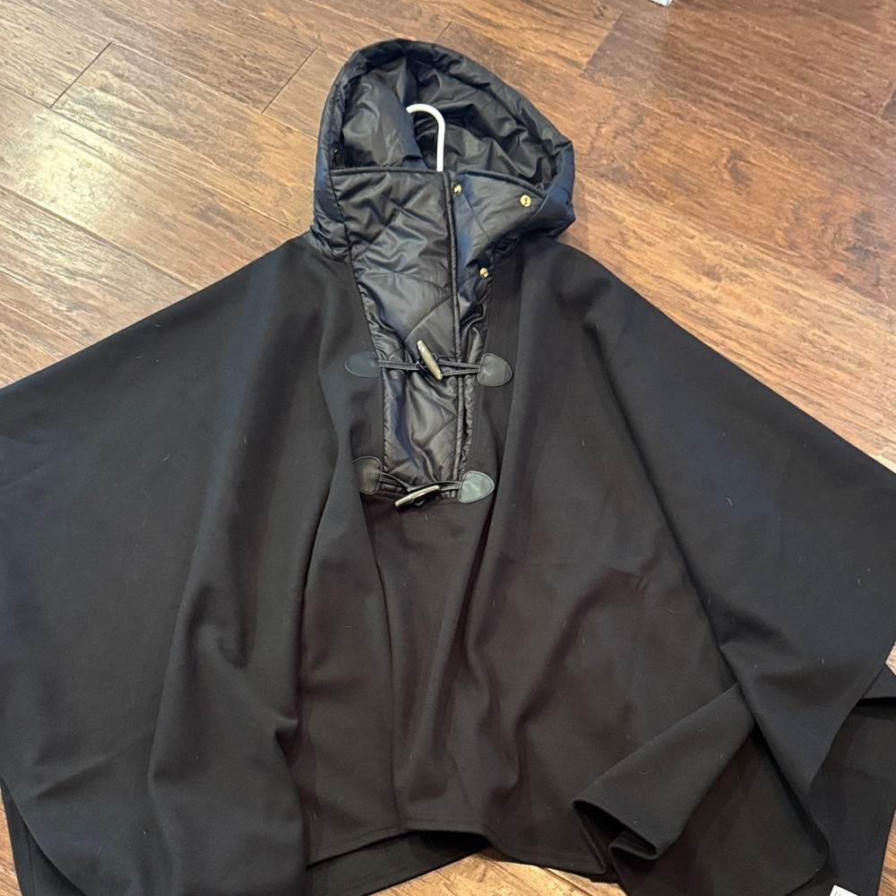 Tuckernuck Black Hooded Cape with Toggle Closure